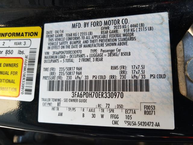 Photo 9 VIN: 3FA6P0H70ER330970 - FORD FUSION SE 