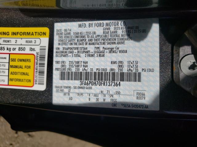 Photo 9 VIN: 3FA6P0H70FR137364 - FORD FUSION SE 