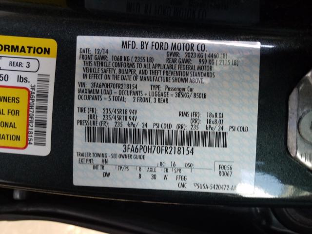 Photo 9 VIN: 3FA6P0H70FR218154 - FORD FUSION 