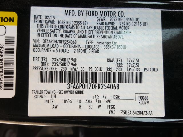 Photo 9 VIN: 3FA6P0H70FR254068 - FORD FUSION SE 