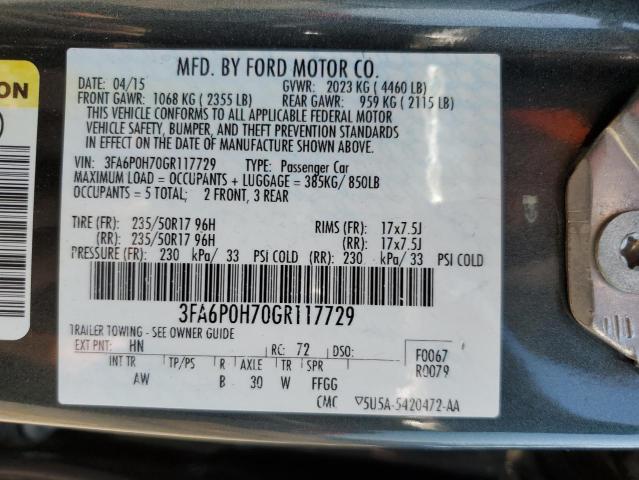 Photo 11 VIN: 3FA6P0H70GR117729 - FORD FUSION SE 