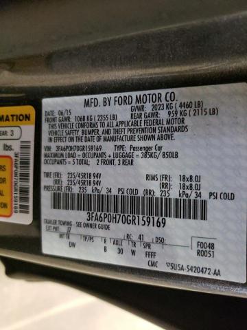 Photo 11 VIN: 3FA6P0H70GR159169 - FORD FUSION 