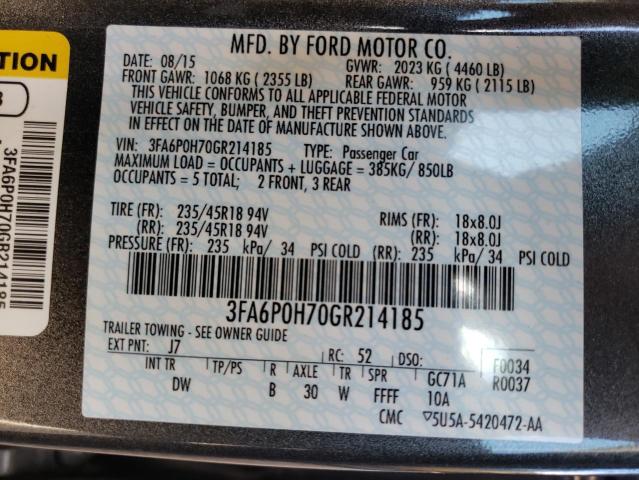 Photo 9 VIN: 3FA6P0H70GR214185 - FORD FUSION SE 