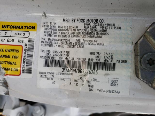 Photo 9 VIN: 3FA6P0H70GR276265 - FORD FUSION 