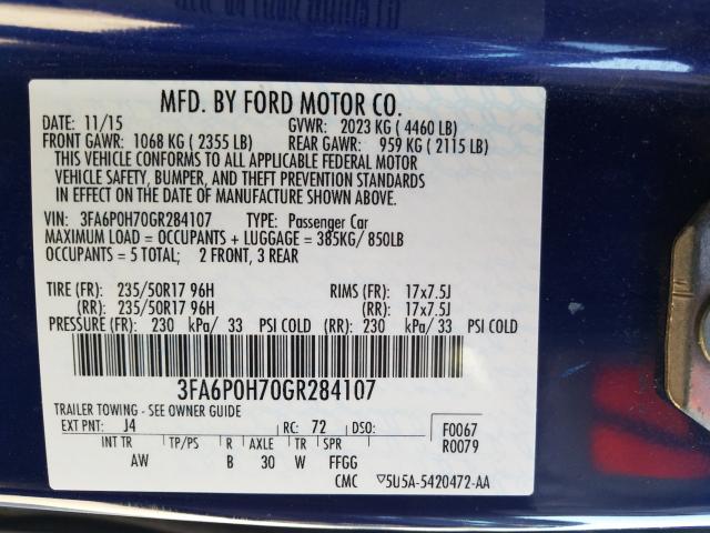 Photo 9 VIN: 3FA6P0H70GR284107 - FORD FUSION 