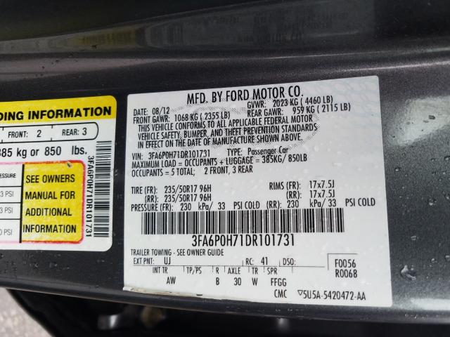 Photo 9 VIN: 3FA6P0H71DR101731 - FORD FUSION SE 