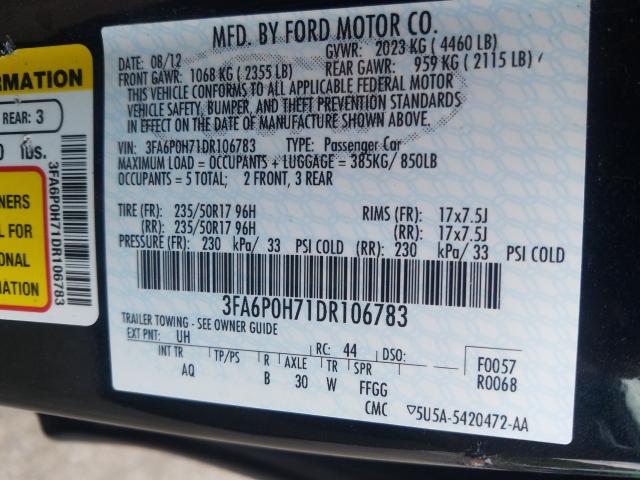 Photo 9 VIN: 3FA6P0H71DR106783 - FORD FUSION 