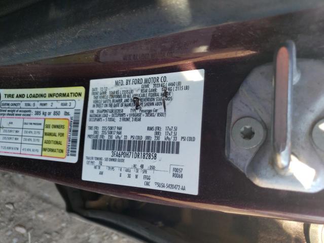 Photo 11 VIN: 3FA6P0H71DR182858 - FORD FUSION SE 