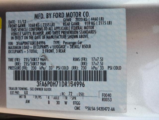 Photo 12 VIN: 3FA6P0H71DR184996 - FORD FUSION SE 