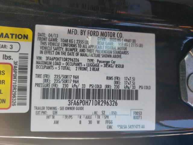 Photo 9 VIN: 3FA6P0H71DR296326 - FORD FUSION SE 