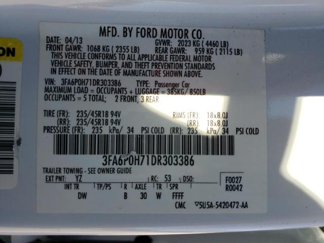 Photo 9 VIN: 3FA6P0H71DR303386 - FORD FUSION SE 