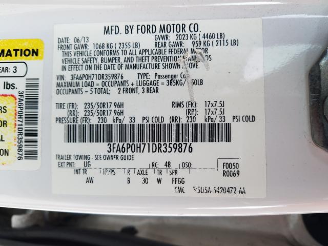 Photo 9 VIN: 3FA6P0H71DR359876 - FORD FUSION 