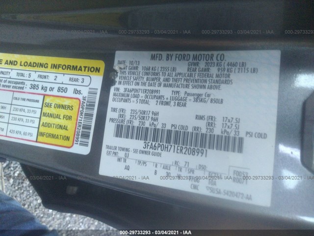 Photo 8 VIN: 3FA6P0H71ER208991 - FORD FUSION 