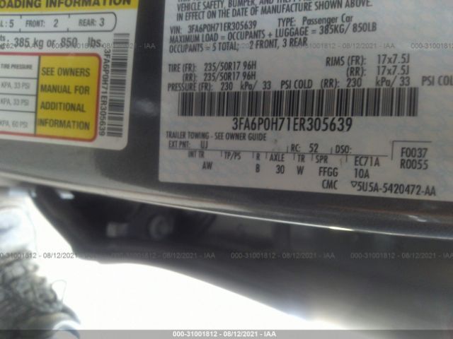 Photo 8 VIN: 3FA6P0H71ER305639 - FORD FUSION 