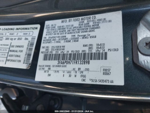 Photo 8 VIN: 3FA6P0H71FR132898 - FORD FUSION 