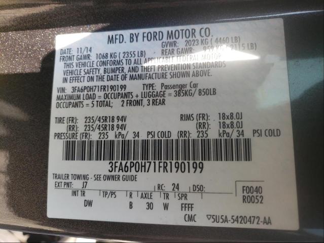 Photo 9 VIN: 3FA6P0H71FR190199 - FORD FUSION SE 