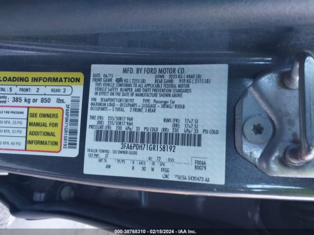 Photo 8 VIN: 3FA6P0H71GR158192 - FORD FUSION 