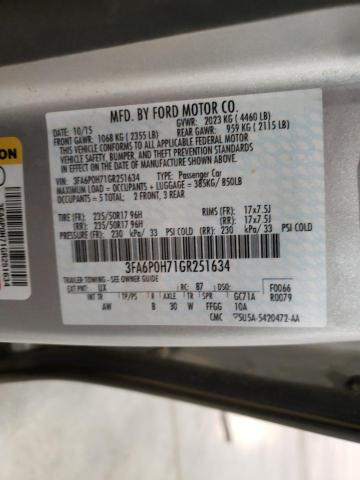 Photo 9 VIN: 3FA6P0H71GR251634 - FORD FUSION SE 