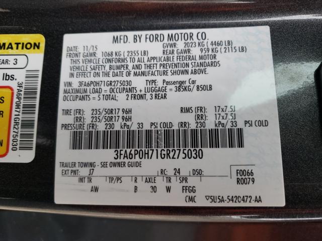 Photo 9 VIN: 3FA6P0H71GR275030 - FORD FUSION SE 