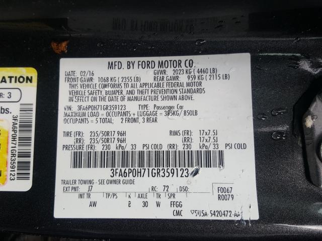 Photo 9 VIN: 3FA6P0H71GR359123 - FORD FUSION 