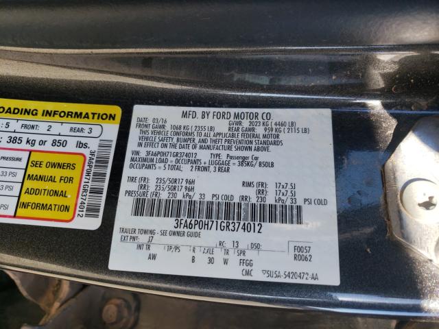 Photo 9 VIN: 3FA6P0H71GR374012 - FORD FUSION 