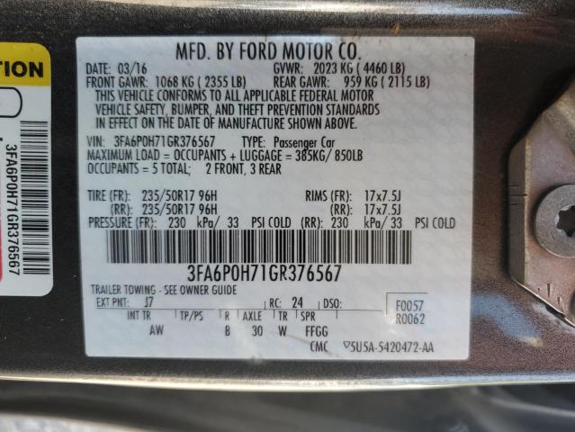 Photo 12 VIN: 3FA6P0H71GR376567 - FORD FUSION SE 