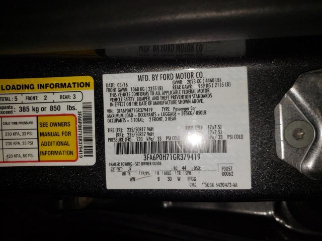 Photo 9 VIN: 3FA6P0H71GR379419 - FORD FUSION SE 