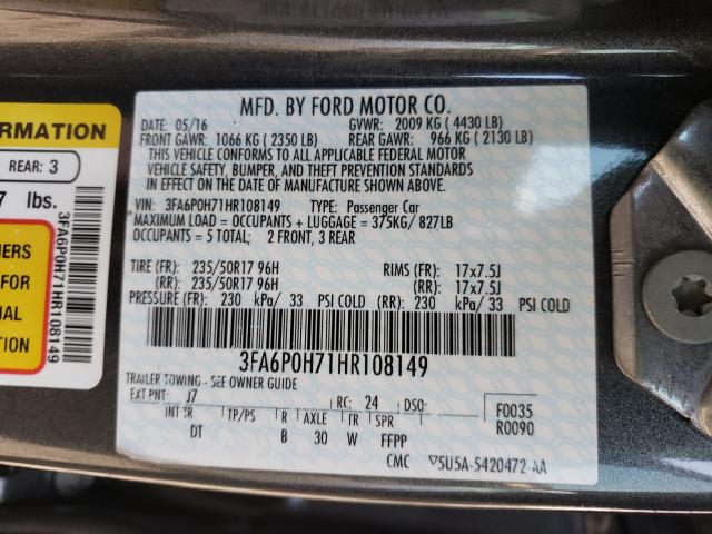 Photo 9 VIN: 3FA6P0H71HR108149 - FORD FUSION 