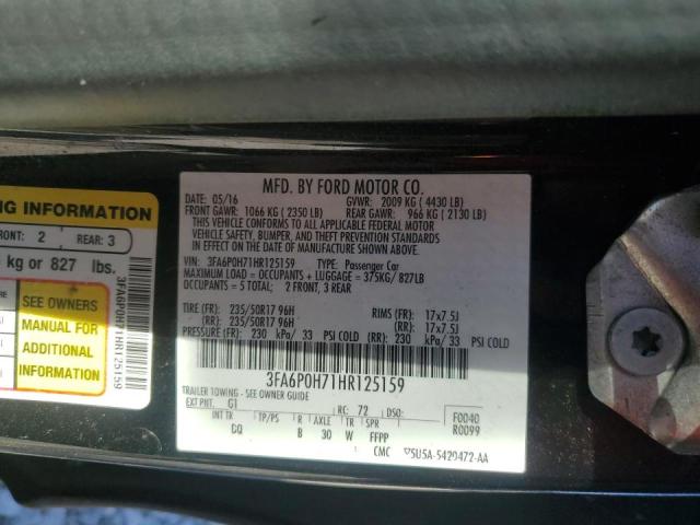 Photo 9 VIN: 3FA6P0H71HR125159 - FORD FUSION SE 