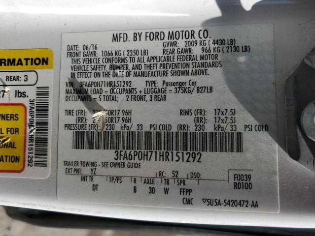 Photo 12 VIN: 3FA6P0H71HR151292 - FORD FUSION SE 