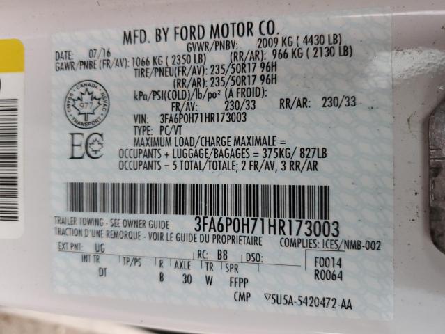 Photo 11 VIN: 3FA6P0H71HR173003 - FORD FUSION SE 