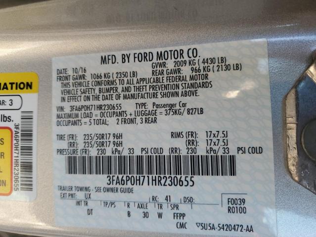 Photo 11 VIN: 3FA6P0H71HR230655 - FORD FUSION SE 