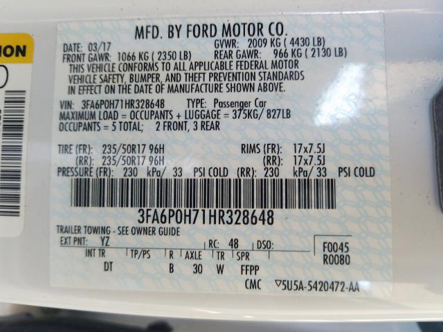 Photo 9 VIN: 3FA6P0H71HR328648 - FORD FUSION 