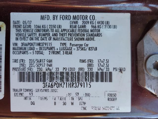 Photo 11 VIN: 3FA6P0H71HR379115 - FORD FUSION 