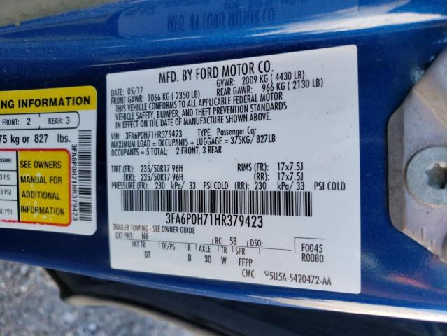 Photo 11 VIN: 3FA6P0H71HR379423 - FORD FUSION SE 