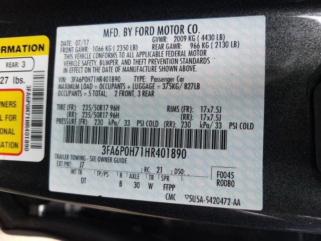 Photo 9 VIN: 3FA6P0H71HR401890 - FORD FUSION SE 