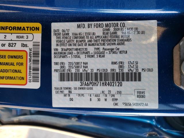 Photo 9 VIN: 3FA6P0H71HR402120 - FORD FUSION SE 