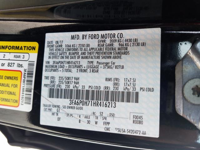 Photo 9 VIN: 3FA6P0H71HR416213 - FORD FUSION 