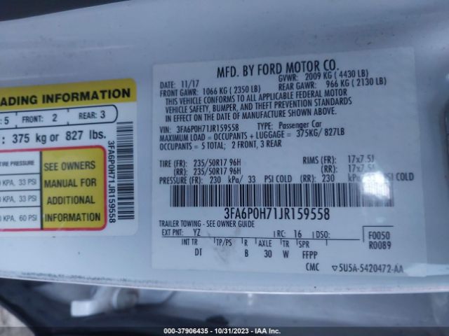 Photo 8 VIN: 3FA6P0H71JR159558 - FORD FUSION 