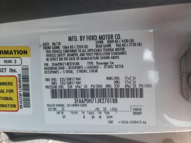 Photo 9 VIN: 3FA6P0H71JR270188 - FORD FUSION SE 