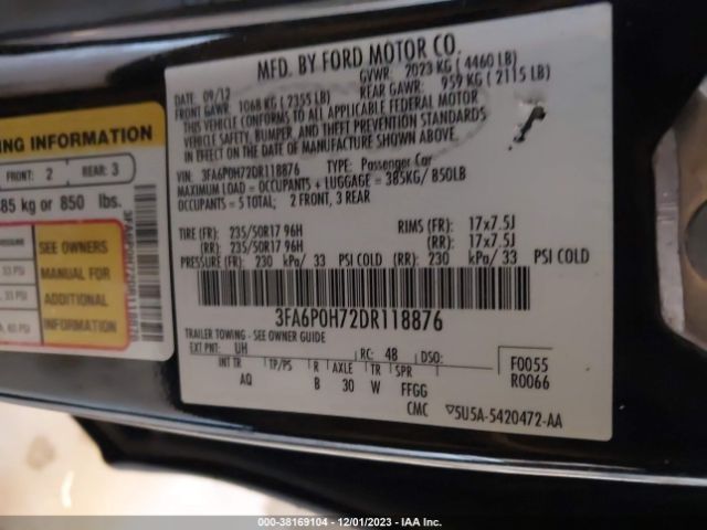 Photo 8 VIN: 3FA6P0H72DR118876 - FORD FUSION 