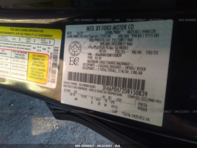 Photo 8 VIN: 3FA6P0H72DR150839 - FORD FUSION 