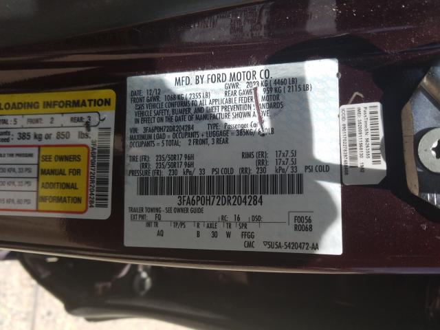 Photo 9 VIN: 3FA6P0H72DR204284 - FORD FUSION SE 