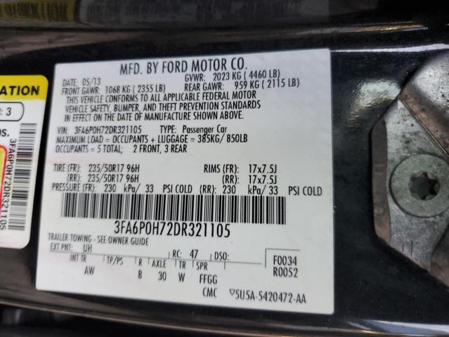 Photo 12 VIN: 3FA6P0H72DR321105 - FORD FUSION SE 