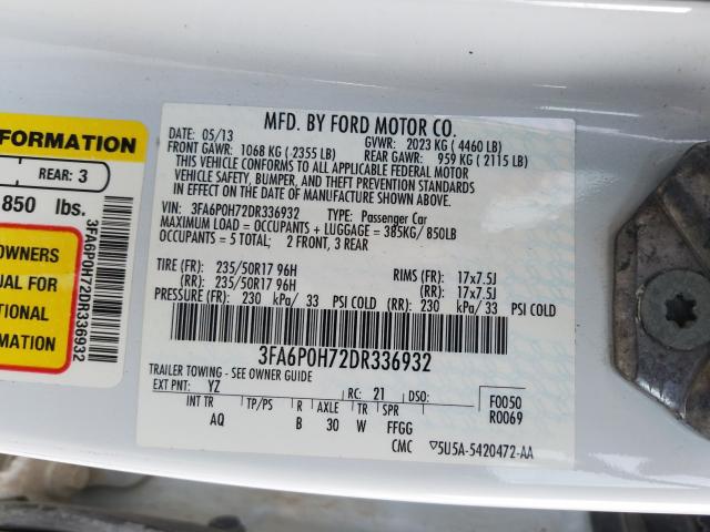 Photo 9 VIN: 3FA6P0H72DR336932 - FORD FUSION SE 