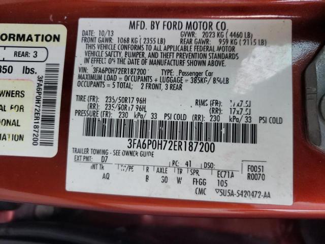 Photo 9 VIN: 3FA6P0H72ER187200 - FORD FUSION SE 