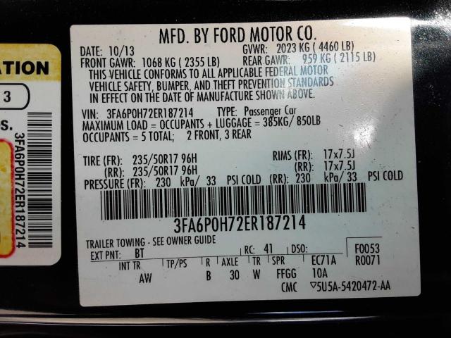 Photo 9 VIN: 3FA6P0H72ER187214 - FORD FUSION SE 