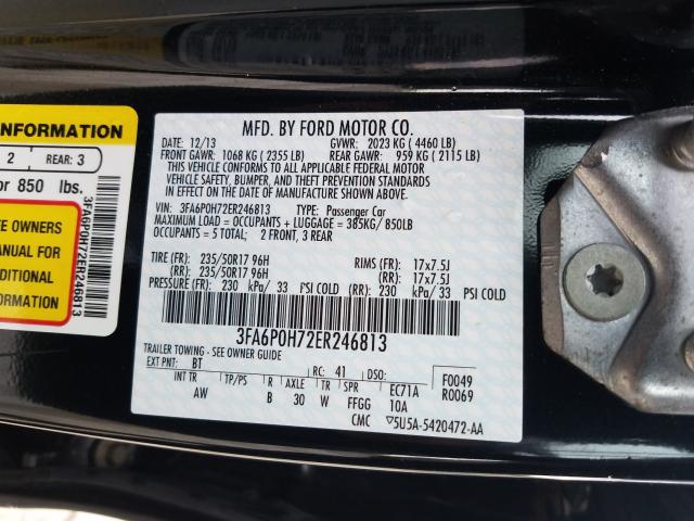 Photo 9 VIN: 3FA6P0H72ER246813 - FORD FUSION SE 