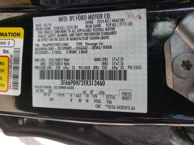 Photo 9 VIN: 3FA6P0H72ER313460 - FORD FUSION SE 