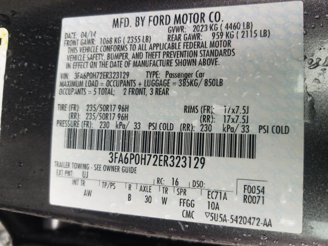 Photo 9 VIN: 3FA6P0H72ER323129 - FORD FUSION 